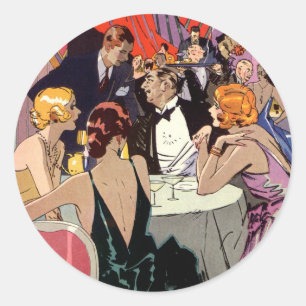 Vintage-Art-Déco-Cocktailparty im Nachtclub Runder Aufkleber