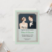 Vintage Art Deco Couple Wedding Invitation Karte (Vorderseite/Rückseite Beispiel)
