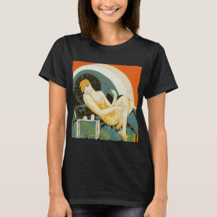Vintage-Art-Déco-Dame, auf Couch liegend, Chompre T-Shirt