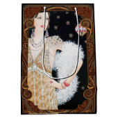 Vintage Art-Déco-Dame im Fenster Mittlere Geschenktüte (Rückseite)