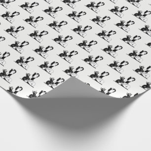 Vintage Art Deco Dame mit Perlen Schwarz Weiß Geschenkpapier