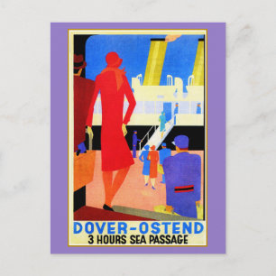 Vintage Art Deco Dover Ostend Nordsee-Fähre-Werbun Postkarte
