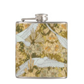 Vintage Art Deco Doves und Blume Flachmann (Vorderseite)