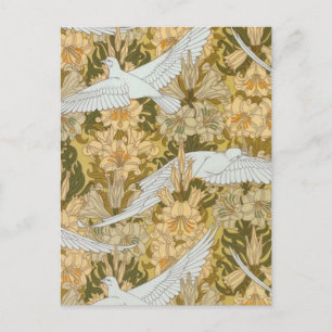 Vintage Art Deco Doves und Blume Postkarte