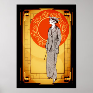 Vintage Art Deco elegante Dame Poster