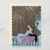Vintage Art Deco, Feuerwerk Hochzeit Einladung (Vorne/Hinten)