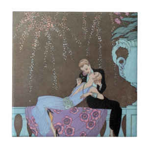 Vintage Art Deco Feuerwerk Le Feu, George Barbier Fliese