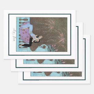 Vintage Art Deco Feuerwerk Le Feu, George Barbier Geschenkpapier Set