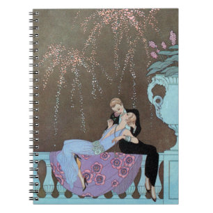 Vintage Art Deco Feuerwerk Le Feu, George Barbier Notizblock