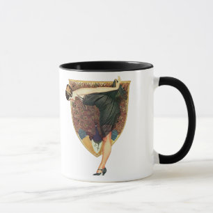 Vintage Art Deco Flapper mit Pfau  Tasse