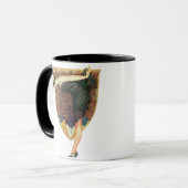 Vintage Art Deco Flapper mit Pfau Tasse (Vorderseite Links)