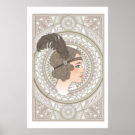 Vintage Art Deco Flapperin Poster (Vorne)