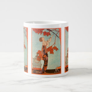 Vintage Art Deco, Flatterhafter Vogel von George B Jumbo-Tasse
