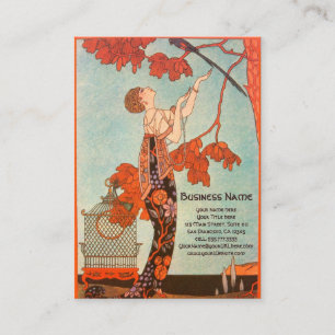 Vintage Art Deco, flatterhafter Vogel von George B Visitenkarte