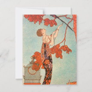 Vintage Art Deco, Flighty Bird von George Barbier