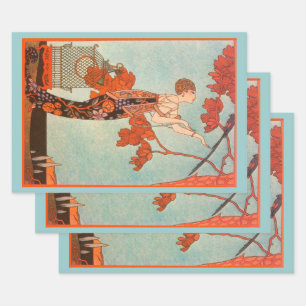 Vintage Art Deco, Flighty Bird von George Barbier Geschenkpapier Set