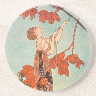 Vintage Art Deco, Flighty Bird von George Barbier Untersetzer