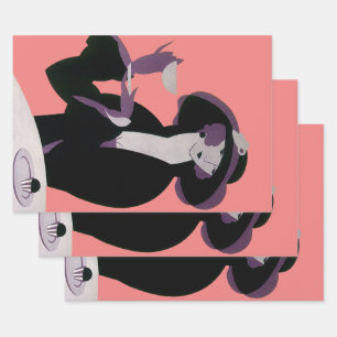 Vintage Art Deco Frau, Afternoon Tea und Cupcake Geschenkpapier Set