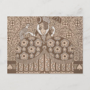 Vintage-Art-Déco-Frau im Kleid Postkarte