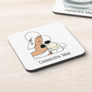 Vintage Art-Deco-Frau mit Blume mit Hut C Getränkeuntersetzer