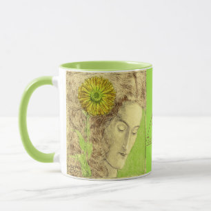 Vintage Art Deco Frau mit Chrysanthemum-Name Tasse