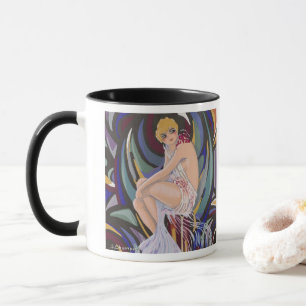 Vintage Art Deco Frau mit Drapes von S. Chompre Tasse