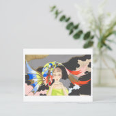 Vintage Art Deco Frau mit Fisch Postkarte (Stehend Vorderseite)