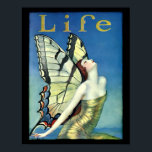 Vintage Art-Deco-Frau mit Schmetterlingswingen Poster<br><div class="desc">Dies ist ein digital erweiterter Ausdruck einer Vintagen Art-Déco-Deckkunst aus dem Jahr 1923 einer Frau mit Schmetterlingsflügeln von Wladyslaw T. Benda.</div>