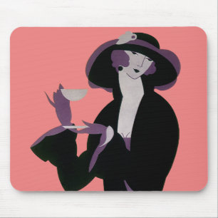 Vintage Art Deco Frau, Nachmittagstee und Cupcake Mousepad
