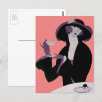 Vintage Art Deco Frau, Nachmittagstee und Cupcake