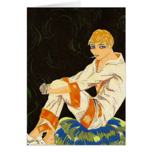 Vintage Art Deco Frau, rauchen von S. Chompre