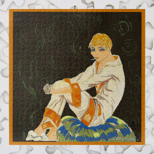 Vintage Art Deco Frau, rauchend von S. Chompre Puzzle