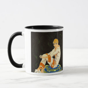 Vintage-Art-Deco-Frau, rauchend von S. Chompre Tasse