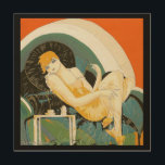 Vintage Art Deco Frau Reclining on Couch, Chompe Holzleinwand<br><div class="desc">Schöne Leinwand aus Holz mit einer Vintagen Illustrationskunst Deko Tagesbild mit einer eleganten Frau sitzend und entspannen auf einem Sofa neben einem Tisch mit einer Tasse Kaffee und einer Kaffeekanne. Die Frau von S. Chompre zu neuem Leben erwecken.</div>