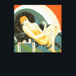 Vintage Art Deco Frau Reclining on Couch, Chompe Leinwanddruck<br><div class="desc">Vintage Illustrationskunst Deko Tagesbild mit einer eleganten Frau sitzend und entspannen auf einem Sofa neben einem Tisch mit einer Tasse Kaffee und einer Kaffeekanne. Die Frau von S. Chompre zu neuem Leben erwecken. "Femmes Modernes, 1926" von S. Chompré ist eine Reihe von Illustrationen mit zeitgenössischen Frauen aus den 1920er Jahren...</div>