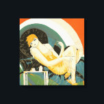 Vintage Art Deco Frau Reclining on Couch, Chompe Leinwanddruck<br><div class="desc">Vintage Illustrationskunst Deko Tagesbild mit einer eleganten Frau sitzend und entspannen auf einem Sofa neben einem Tisch mit einer Tasse Kaffee und einer Kaffeekanne. Die Frau von S. Chompre zu neuem Leben erwecken.</div>