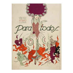 Vintage-Art-Deco-Frauenplakat – Whimsical 1920er J Poster