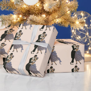 Vintage Art Deco Frischvermählte, Braut und Bräuti Geschenkpapier