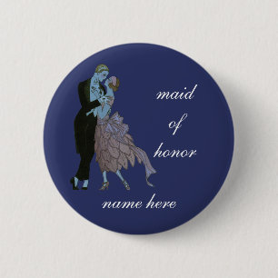 Vintage Art Deco Frischvermählte, Liebeshochzeitst Button