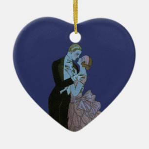 Vintage Art Deco Frischvermählte, Liebeshochzeitst Keramik Ornament