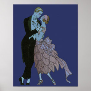Vintage Art Deco Frischvermählte, Liebeshochzeitst Poster