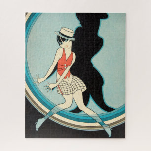 Vintage Art Deco - Für Alle - Flapper auf der Bühn Puzzle