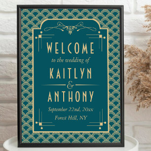 Vintage Art Deco Gatsby Hochzeit Willkommen aus de Poster