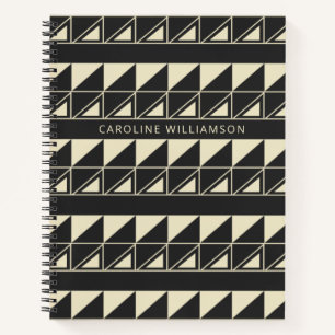 Vintage Art Deco Geometrisch in Schwarz Personalis Notizblock