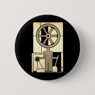 Vintage Art Deco Geschäft Rad und Maschinenarbeite Button