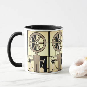 Vintage Art Deco Geschäft Rad und Maschinenarbeite Tasse