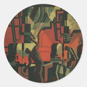 Vintage Art Deco Geschäfts-Industrie-Produktion Runder Aufkleber