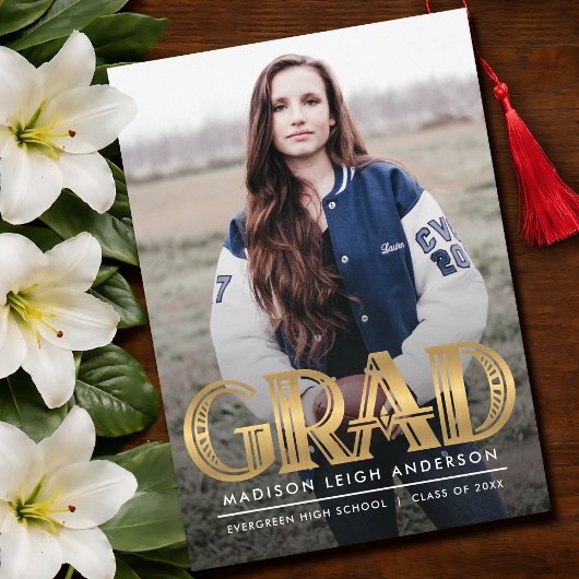 Vintage Art Deco Grad Photo Announcement Einladung