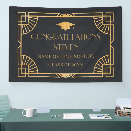 Vintage Art Deco Graduation Banner backdrop (Messe)