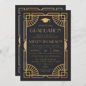 Vintage Art Deco Graduation Invitation Einladung (Vorne/Hinten)